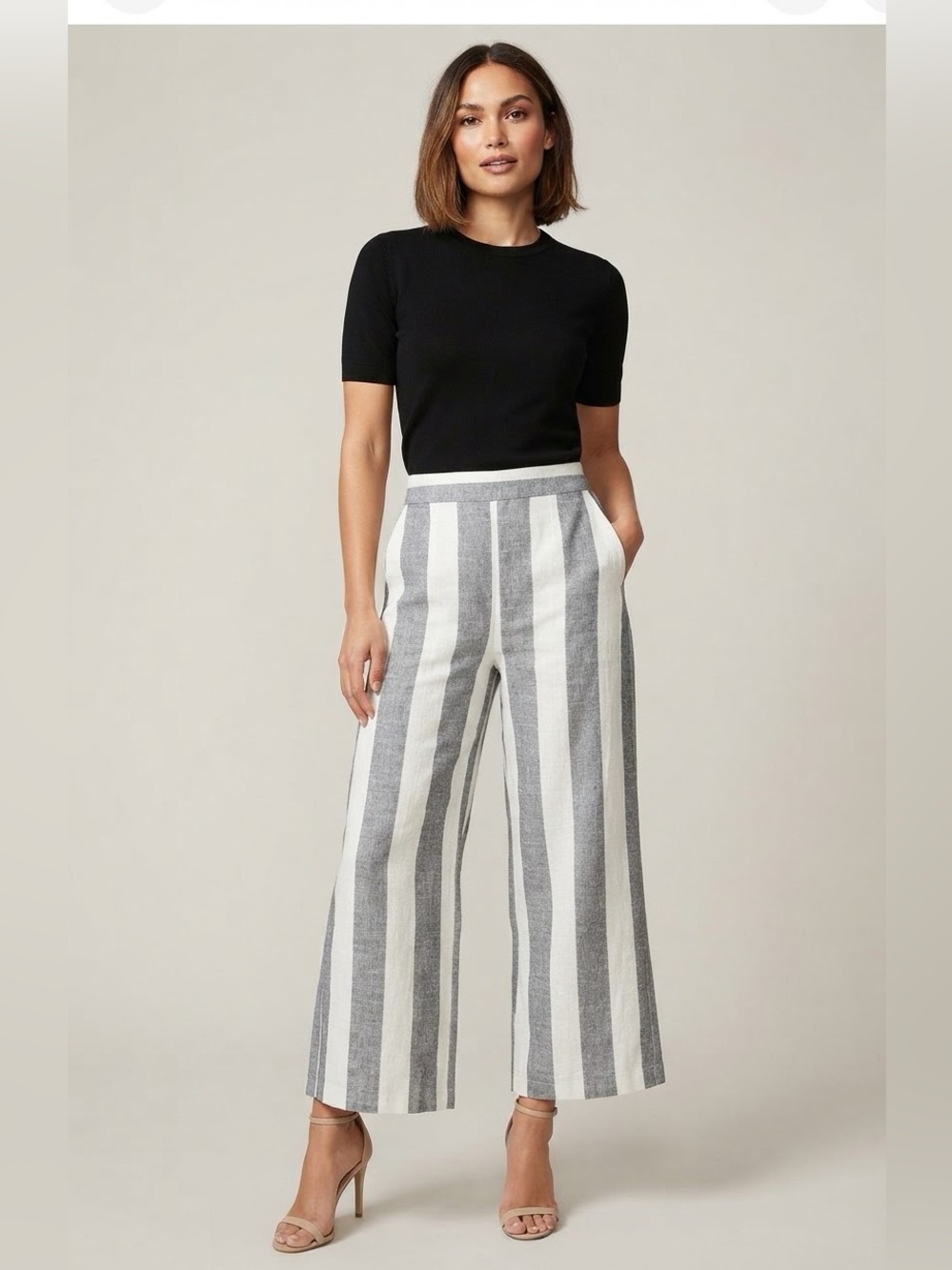 🆕Catherine Malandrino Striped Wide-Leg Linen Pants